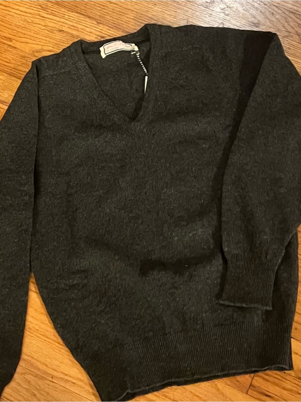 Vintage Men's Charcoal V-Neck Sweater